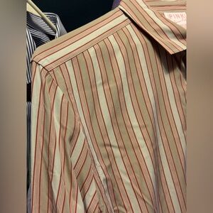 Thomas Pink Stripe Print Regular Fit Dress Shirt 16.5”  42”